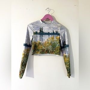 Gorgeous painting stretchy Top Shop cropped top